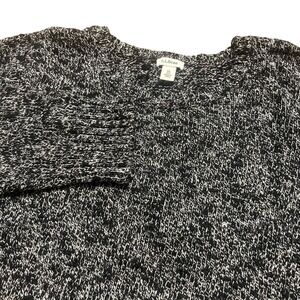L.L. Bean Women XL Regular Sweater Black White Marled Knit Cotton 501067
